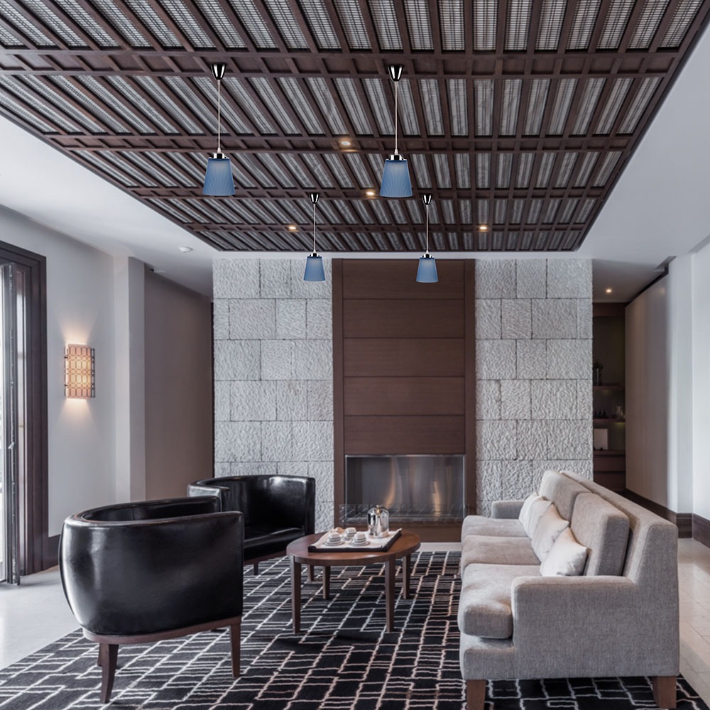 7W LED Lampadario con Portalampada Bianco naturale Corpo Cromo, Blu