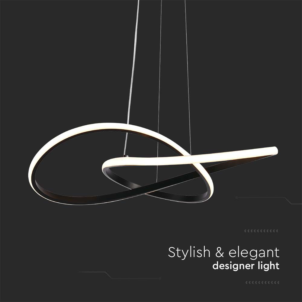  Lampadario LED a Sospensione 20W in Metallo dal Design Moderno 50x10cm Colore Nero 3000K Colore della Luce Bianco caldo Potenza 20W Flusso Luminoso img 1