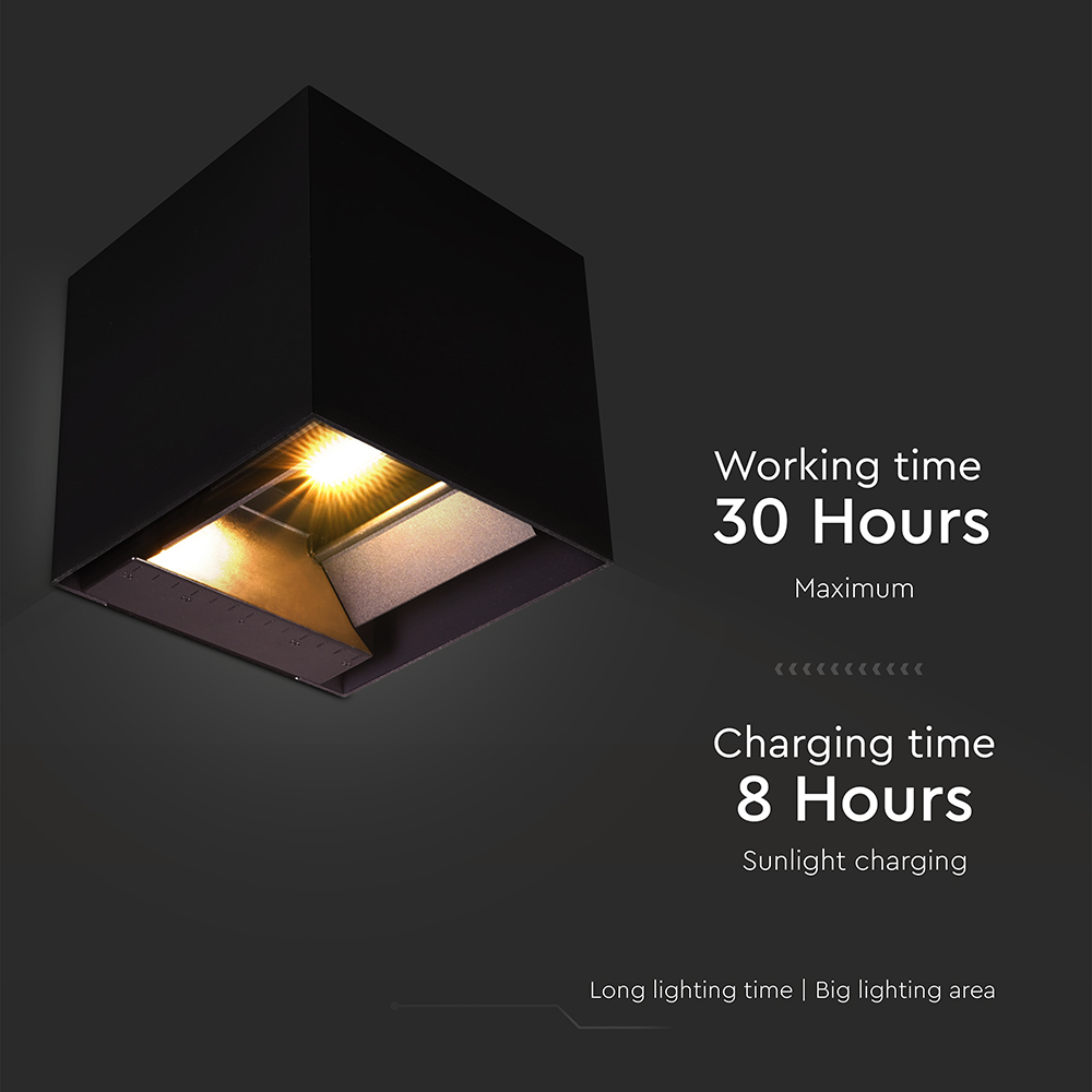 9W LED Solar Wall Light 3in1 Black Body IP65 img 5