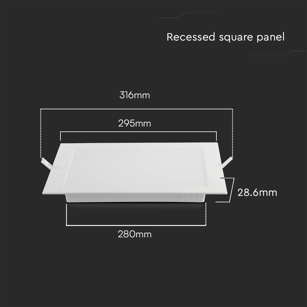 24W LED Backlit Recessed Panel - Square 6500K