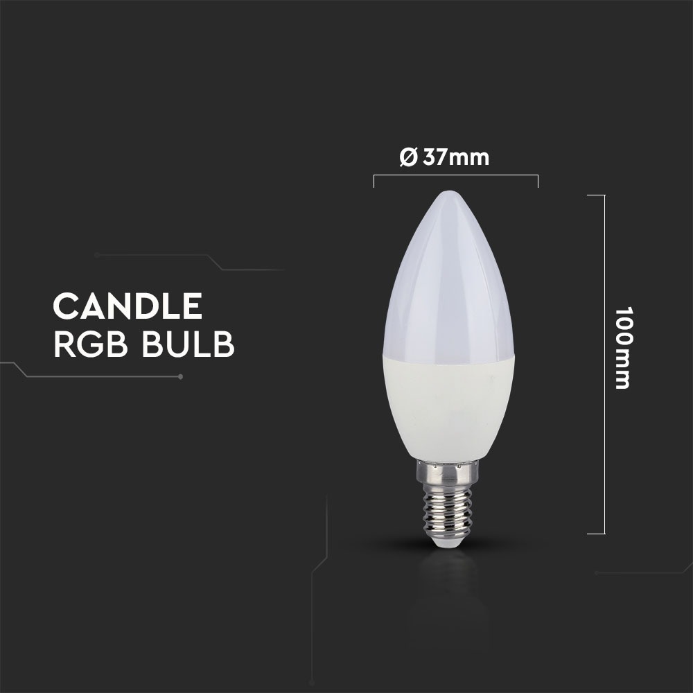 Lampadina a LED 3.5W E14 Candle Controllo luminosita' RF attenuabile RGB + 6400K