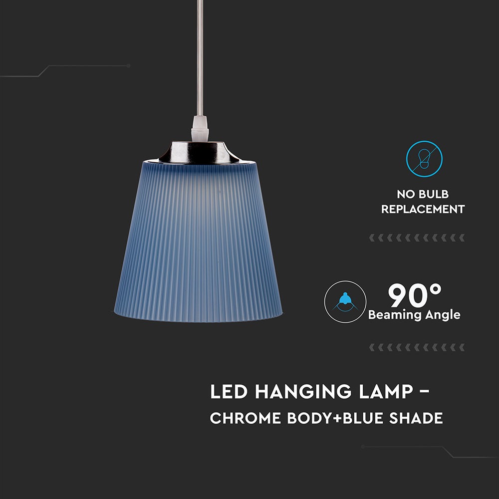 7W LED Lampadario con Portalampada Bianco naturale Corpo Cromo, Blu