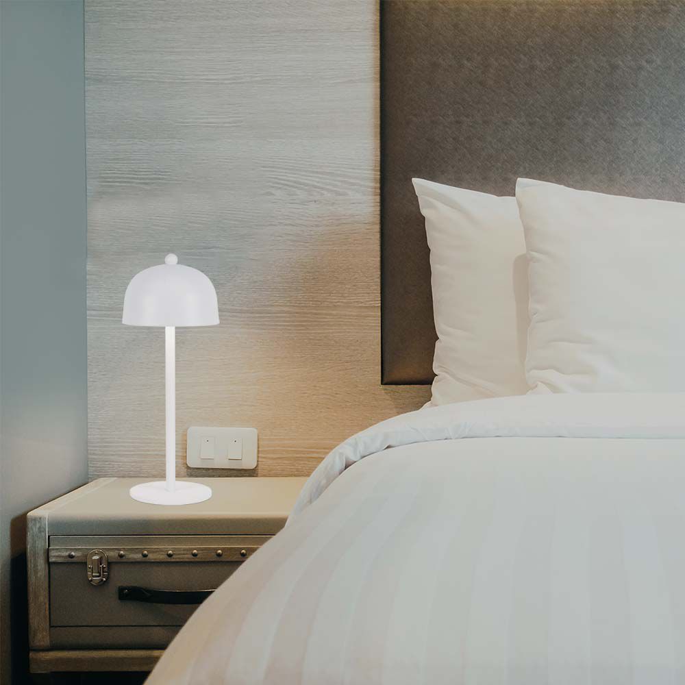 Lampada LED da Tavolo 3W con Batteria 1800mAh Ricaricabile USB C Colore Bianco in Metallo Touch Dimmerabile 3in1 img 1