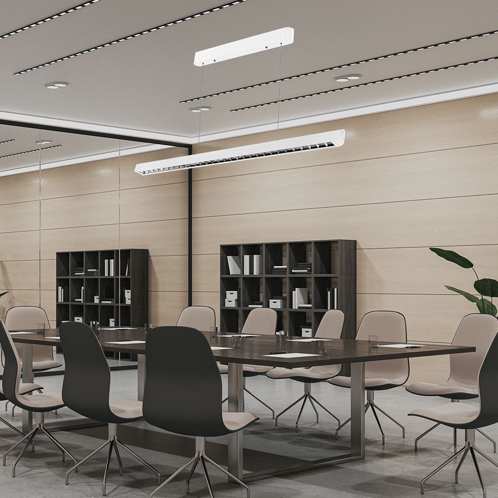 36W LED Linear Hanging Suspension Light Lens Type-CCT:3IN1 - White