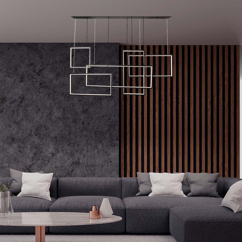 Lampadario LED a Sospensione 45W 120*50*60cm dal Design Moderno Colore Nero Dimmerabile 3000K