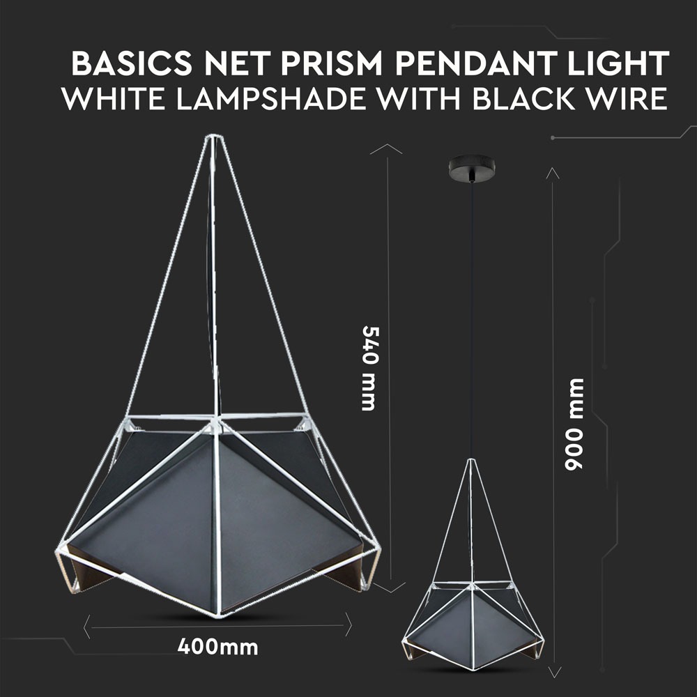 Pendente Light Basics Net Prism Nero Lampshade