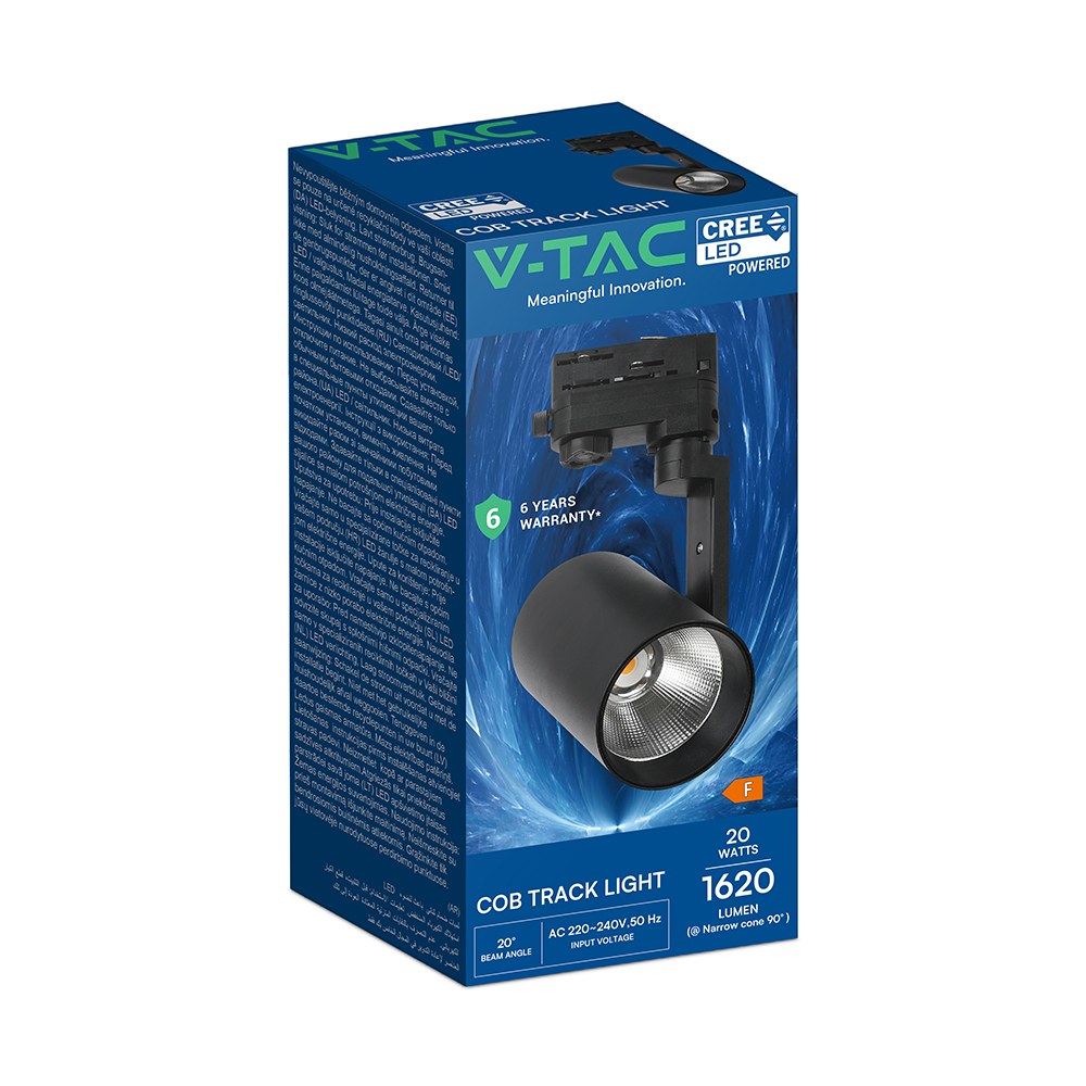 20W LED COB Tracklight CREE CHIP 3000K Black Body