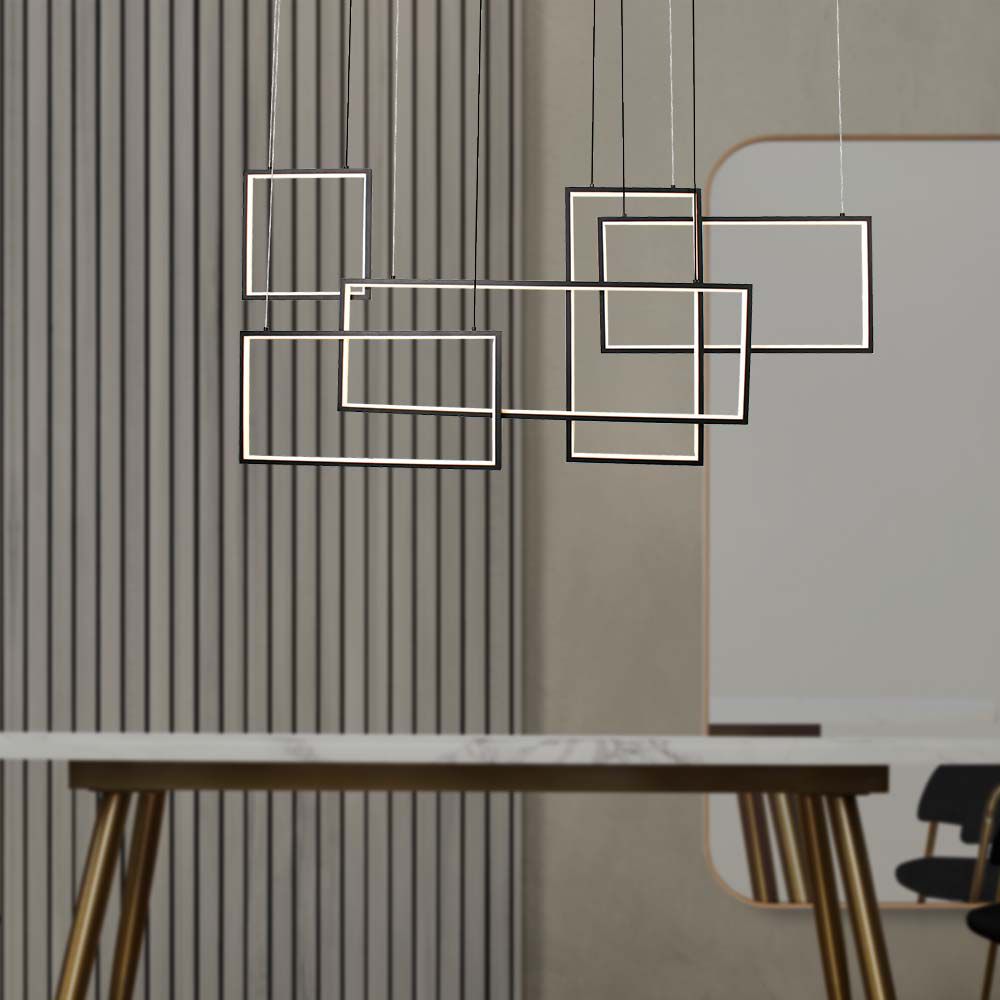 Lampadario LED a Sospensione 45W 120*50*60cm dal Design Moderno Colore Nero Dimmerabile 3000K img 1