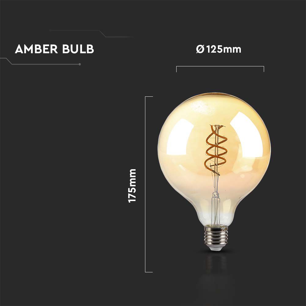 LED - 6W Filament E27 G125 Amber Glass 1800K