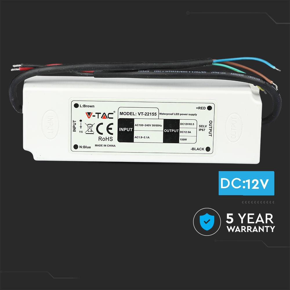 LED Plastica SLIM Power Supply 150W IP67 12V