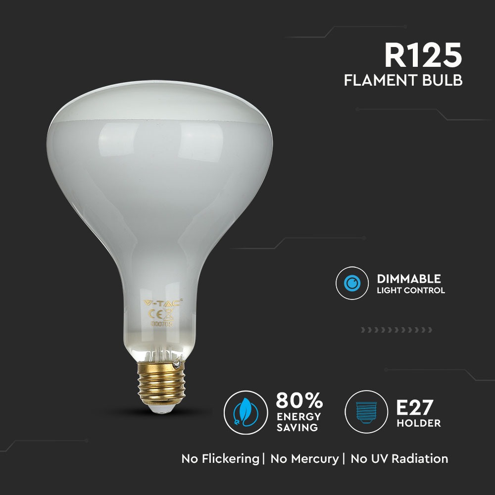 LED Lampadina 8W Straight Filamento E27 R125 Dimmerabile 6500K
