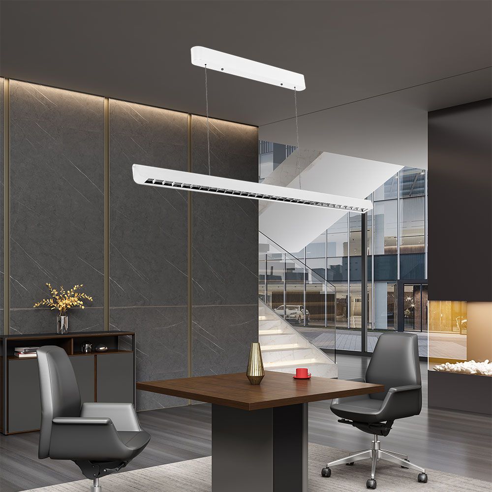 36W LED Linear Hanging Suspension Light Lens Type-CCT:3IN1 - White img 1
