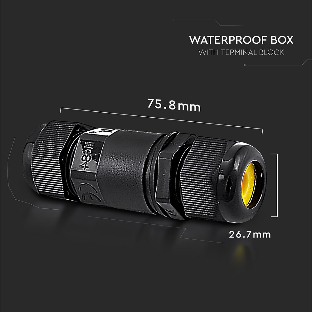 Impermeabile Nera Scatola di Derivazione con Terminali 5-9mm IP68