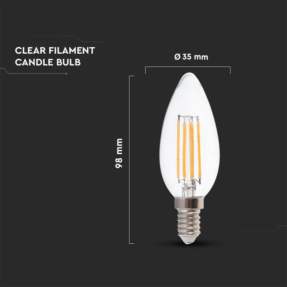 4W Filament E14 Clear Cover Candle 3000K