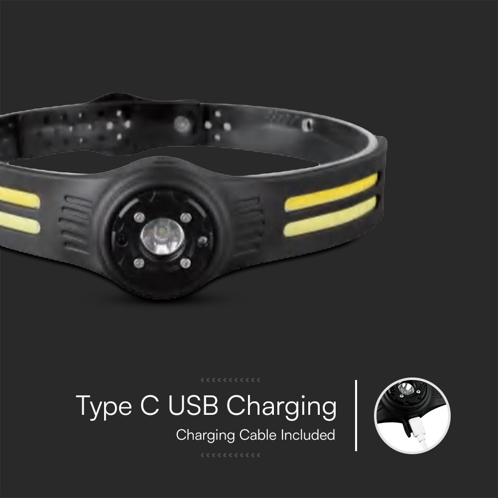 3W SMD + 5W COB Silicon Head Light With Belt Rechargeable IP44 img 2