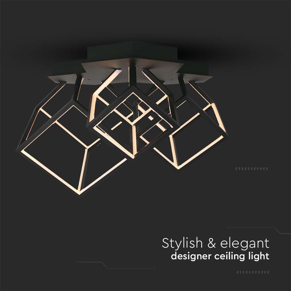 Lampadario LED a 3 Cubi 46W con Montaggio a Plafone Colore Nero 3000K img 1