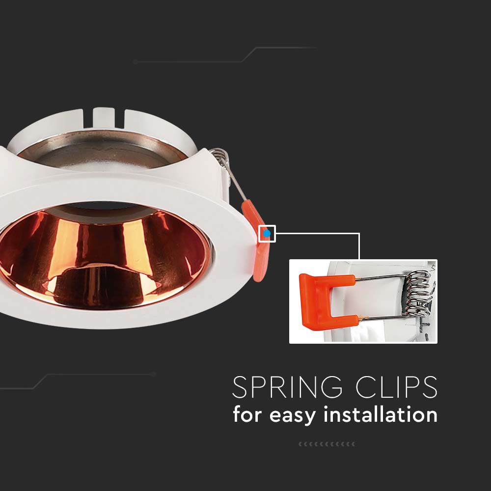 GU10 Fitting Round White Frame + Rose Gold Reflector img 1