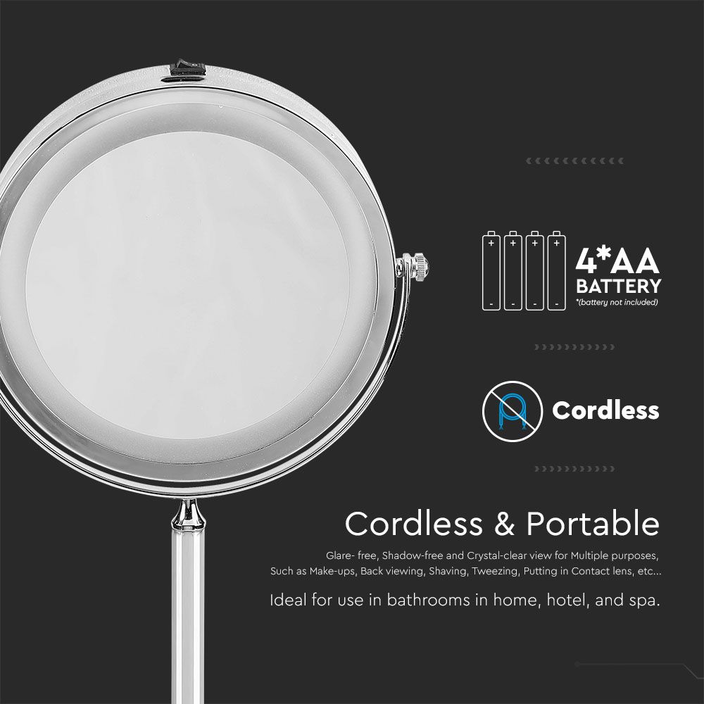 Specchio LED Rotondo 3W Double face Rotabile a 360° da Tavolo img 3