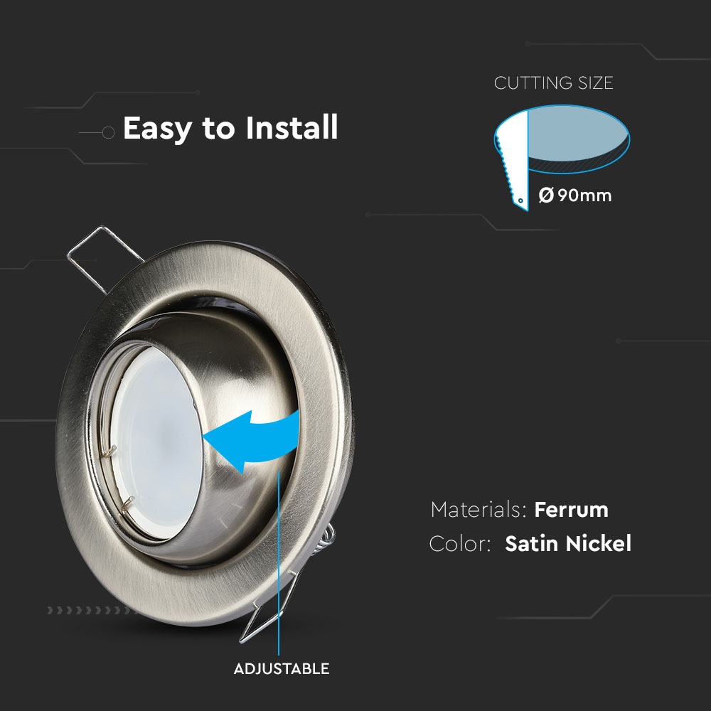 GU10 Corpo Rotondo Cambio Angolo Satin Nickel img 1