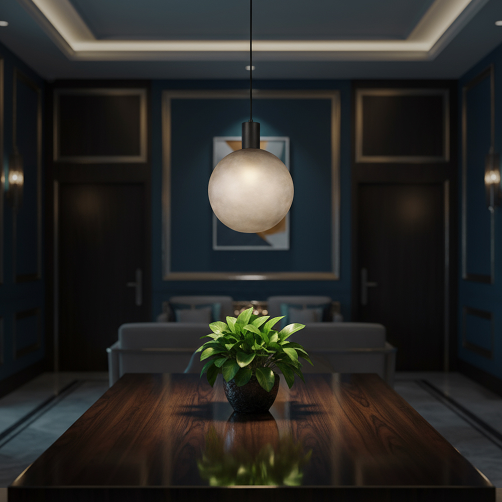 E27 Decorative Hanging Lamp (D100*H25mm) Matt Black+Smokey Grey