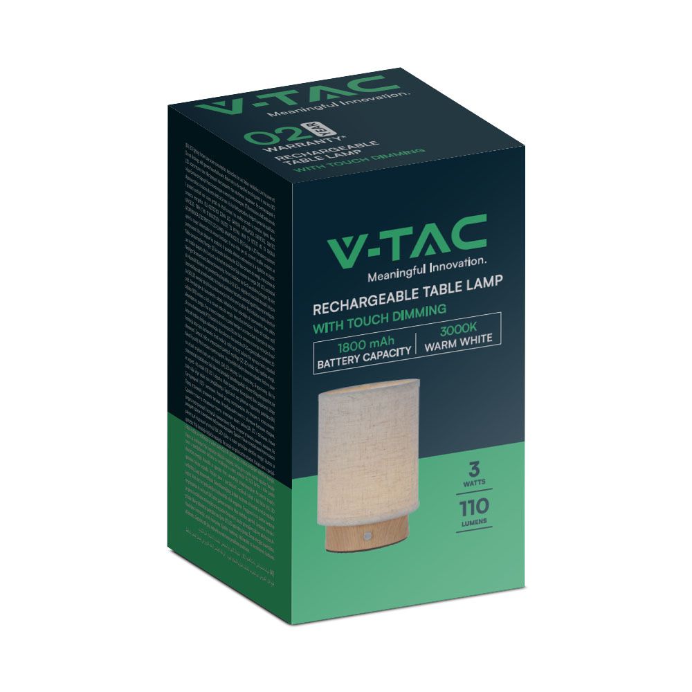 3W LED Fabric Table Lamp 3000K Beige Body