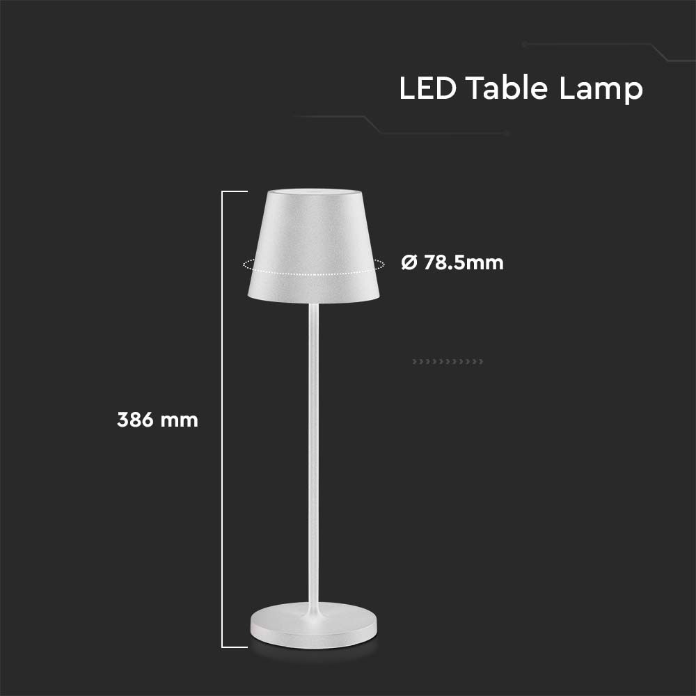 2W  Table Lamp (4400mA Battery) IP54 White Body 3000K