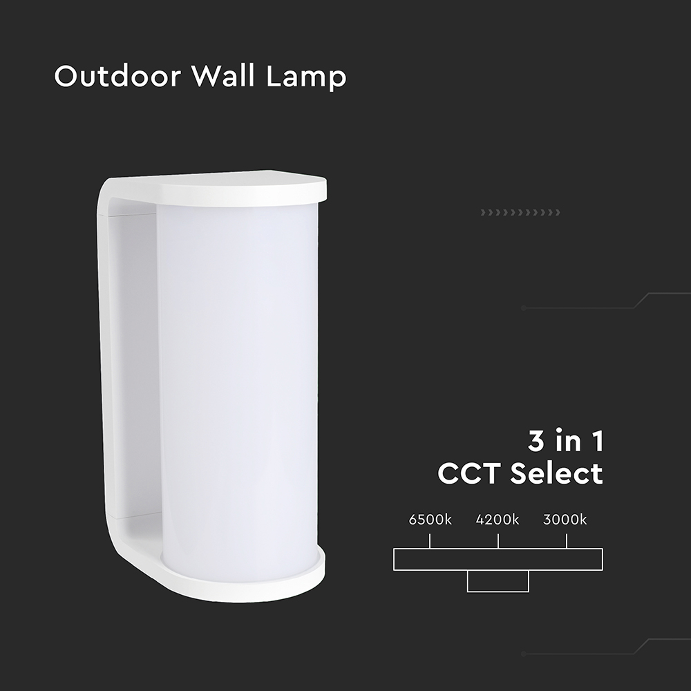 12W LED Wall Light White Body 3in1
