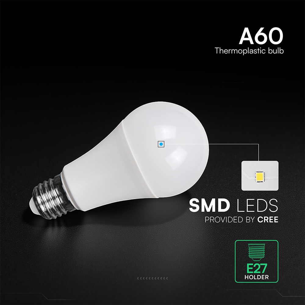 LED Bulb CREE CHIP - 10.5W E27 A60 Thermoplastic 3000K