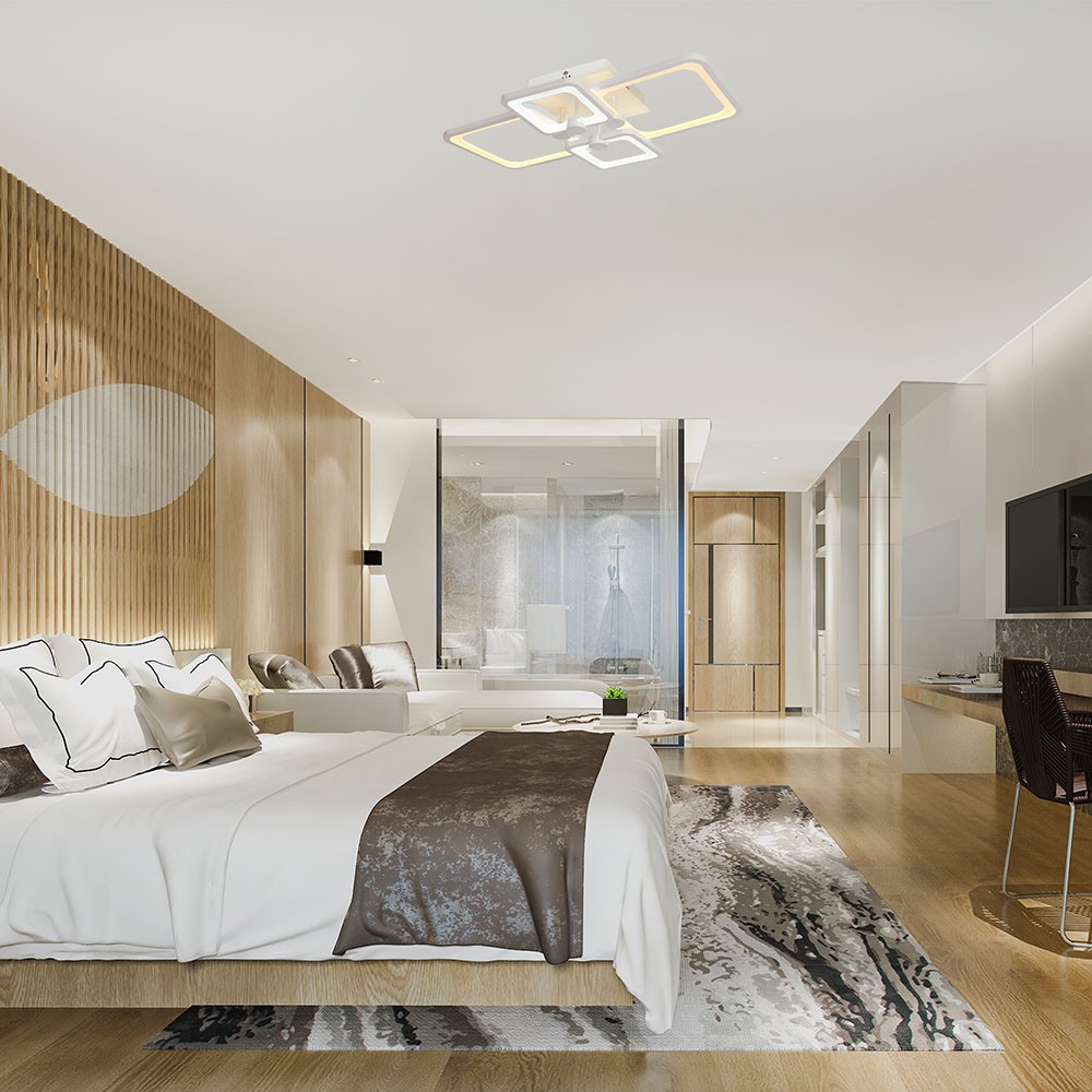 74W LED Ceiling Lamp 3 Step Dimmable With Remote Control White Body IP20 img 1