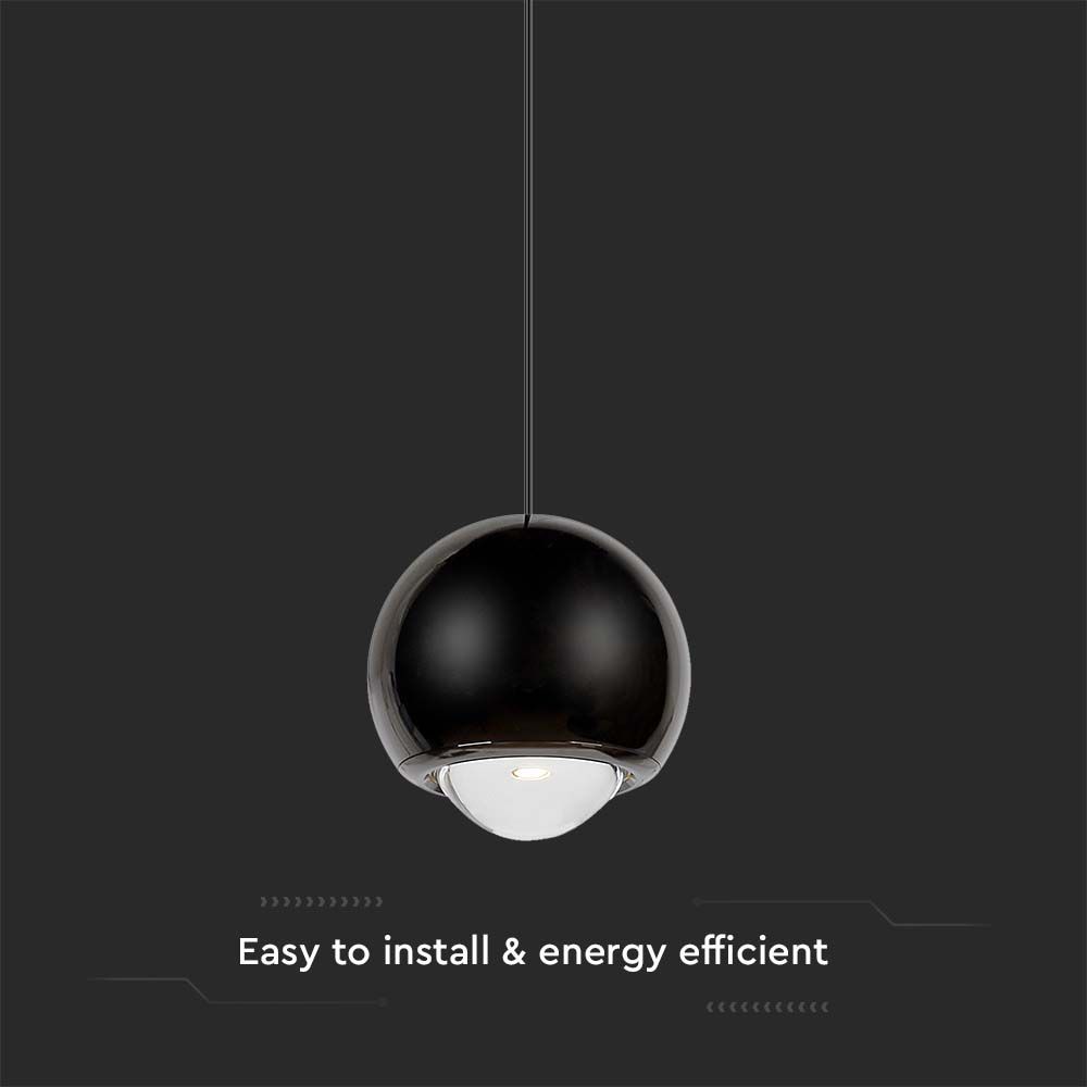5W LED Hanging Pendant Light Black 3000K