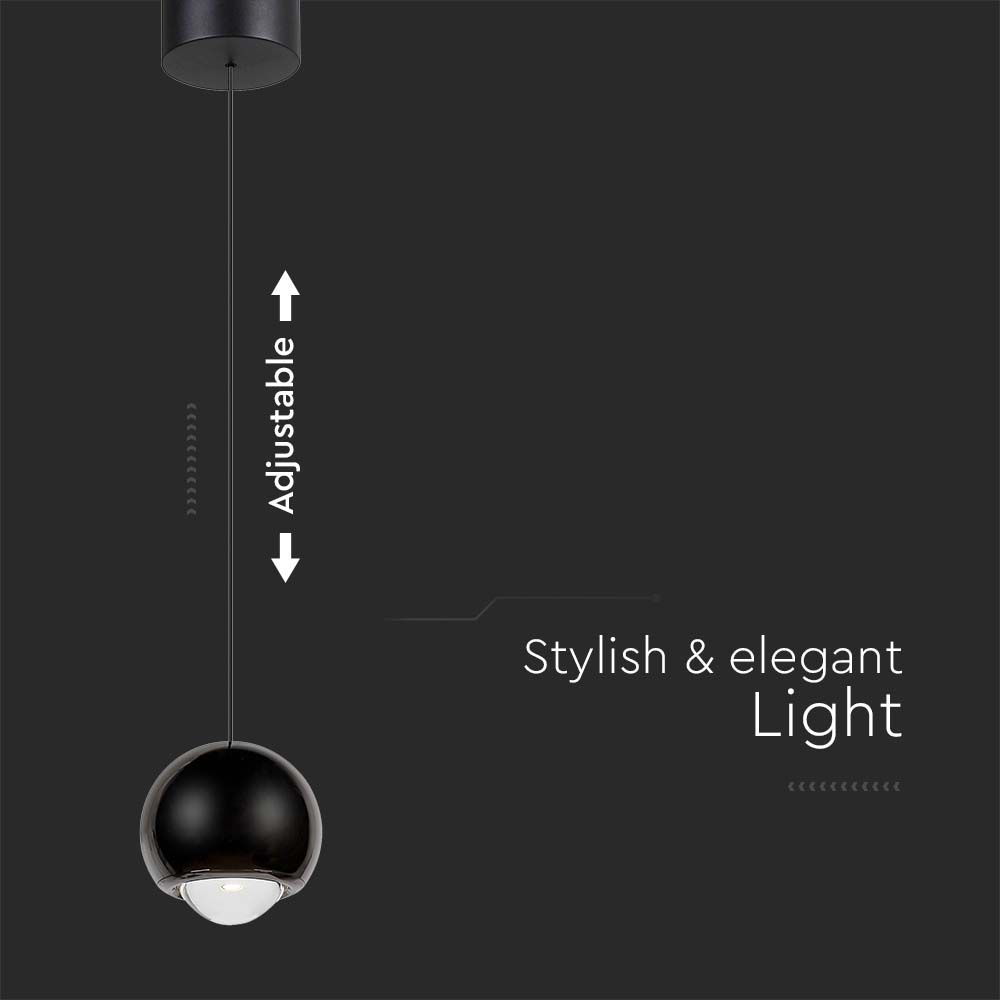 5W LED Hanging Pendant Light Black 3000K img 1