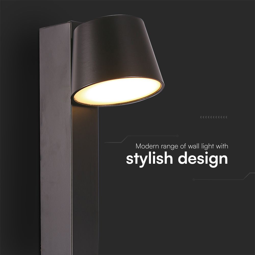 7W LED Wall Light With USB 3000K Acrylic Black