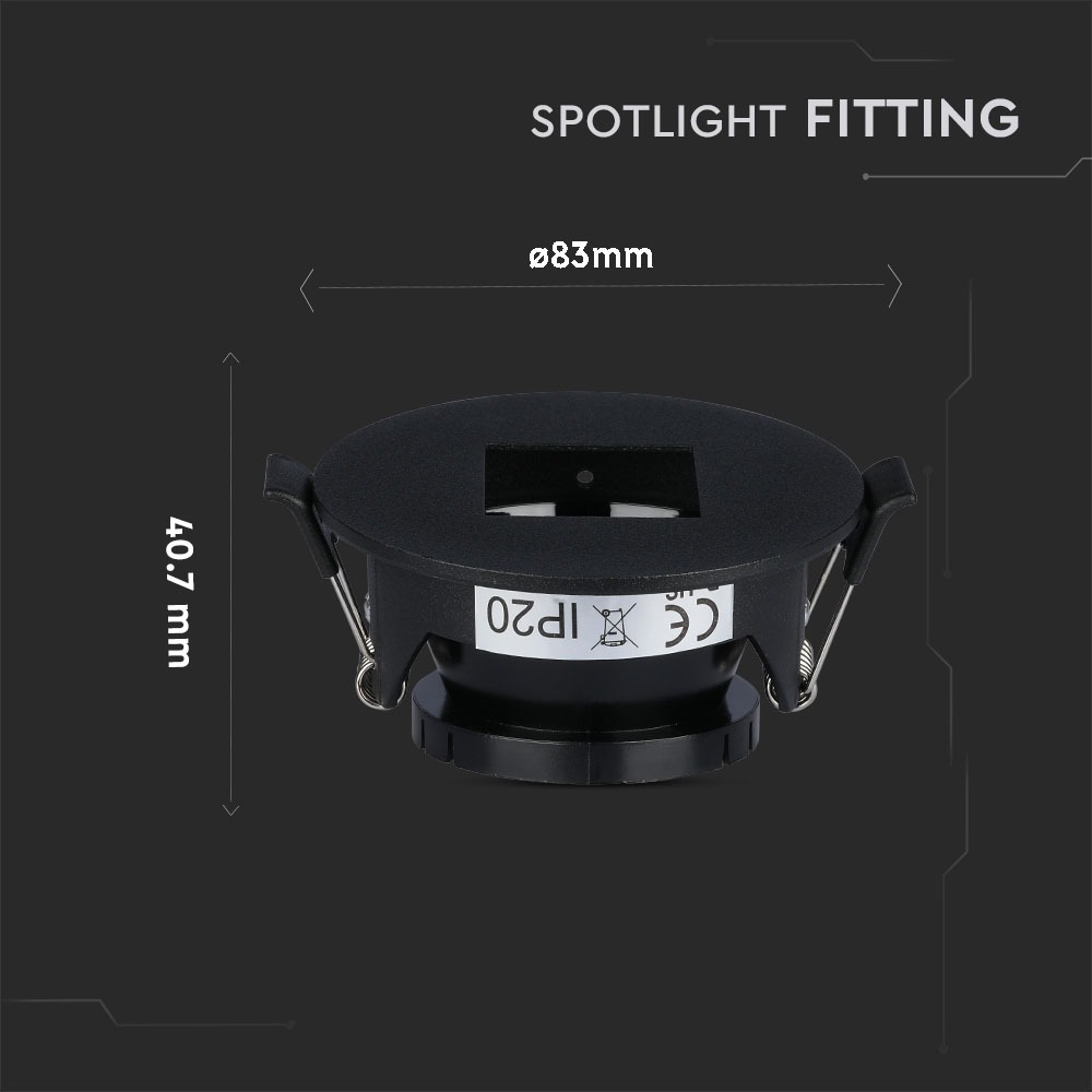 GU10 Fitting Quadrato Nero & Nero