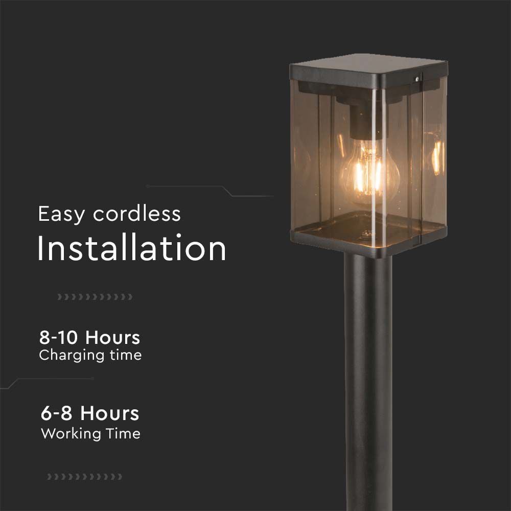 Piantana Solare LED da Giardino 2.5W con Sensore di Movimento a Microonde Colore Nero 3000K IP44