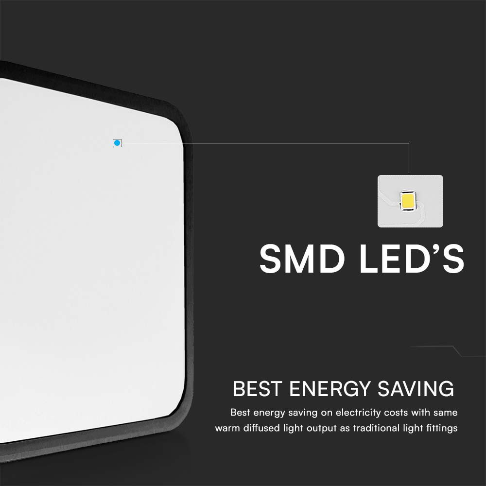 48W LED Dome Light SAMSUNG Chip 4000K Square Black Frame IP44 img 1