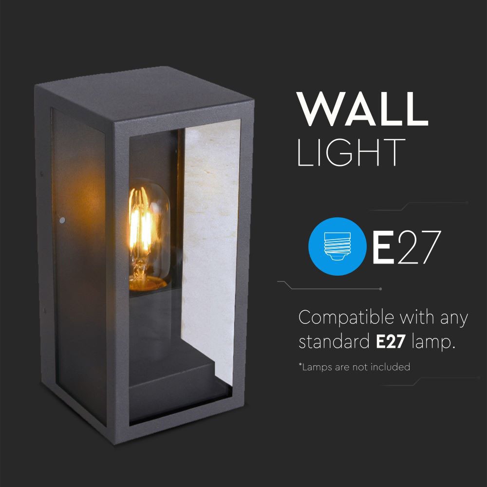 Wall Lamp 1*E27 Matt Nero Clear Glass