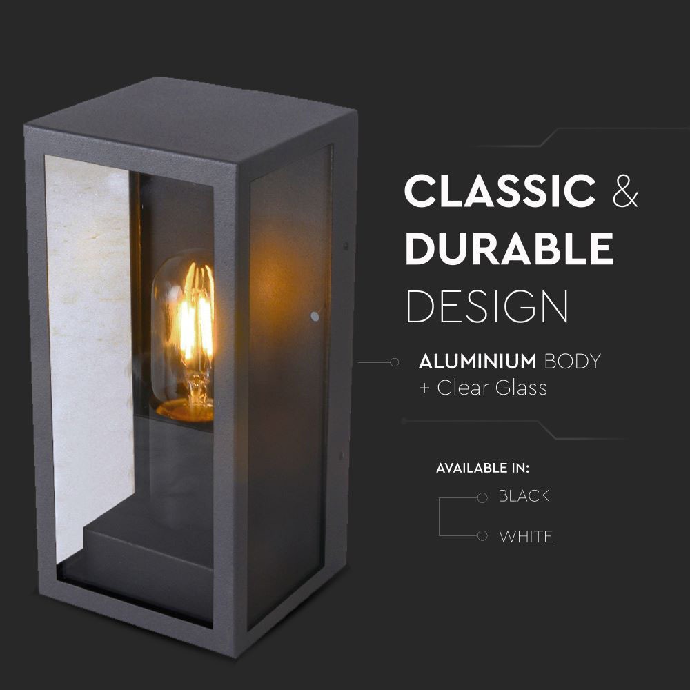 Wall Lamp 1*E27 Matt Nero Clear Glass img 2