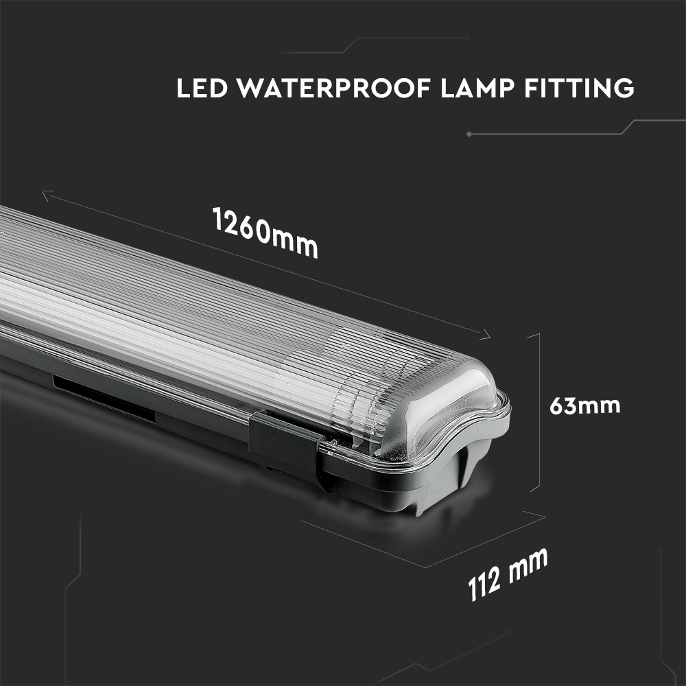 LED Waterproof Lamp Fitting 2 x 18W Tubes Bianco Naturale