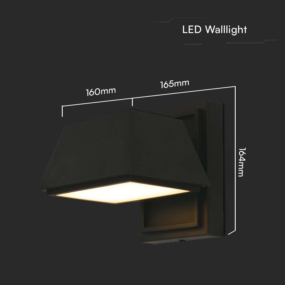Lampada LED da Muro 15W 120LM/W Doppio Fascio Luminoso Colore Nero 3000K IP65