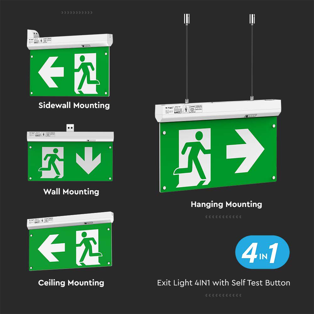 4in1 Emergency Exit Light With Self Test Button RF Control