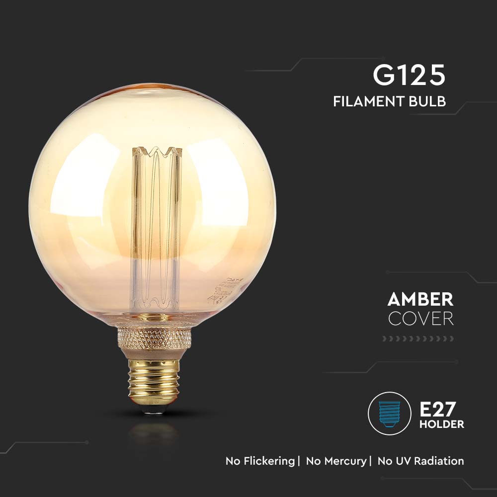 LED - 4W Filament E27 G125 Amber ART 1800K