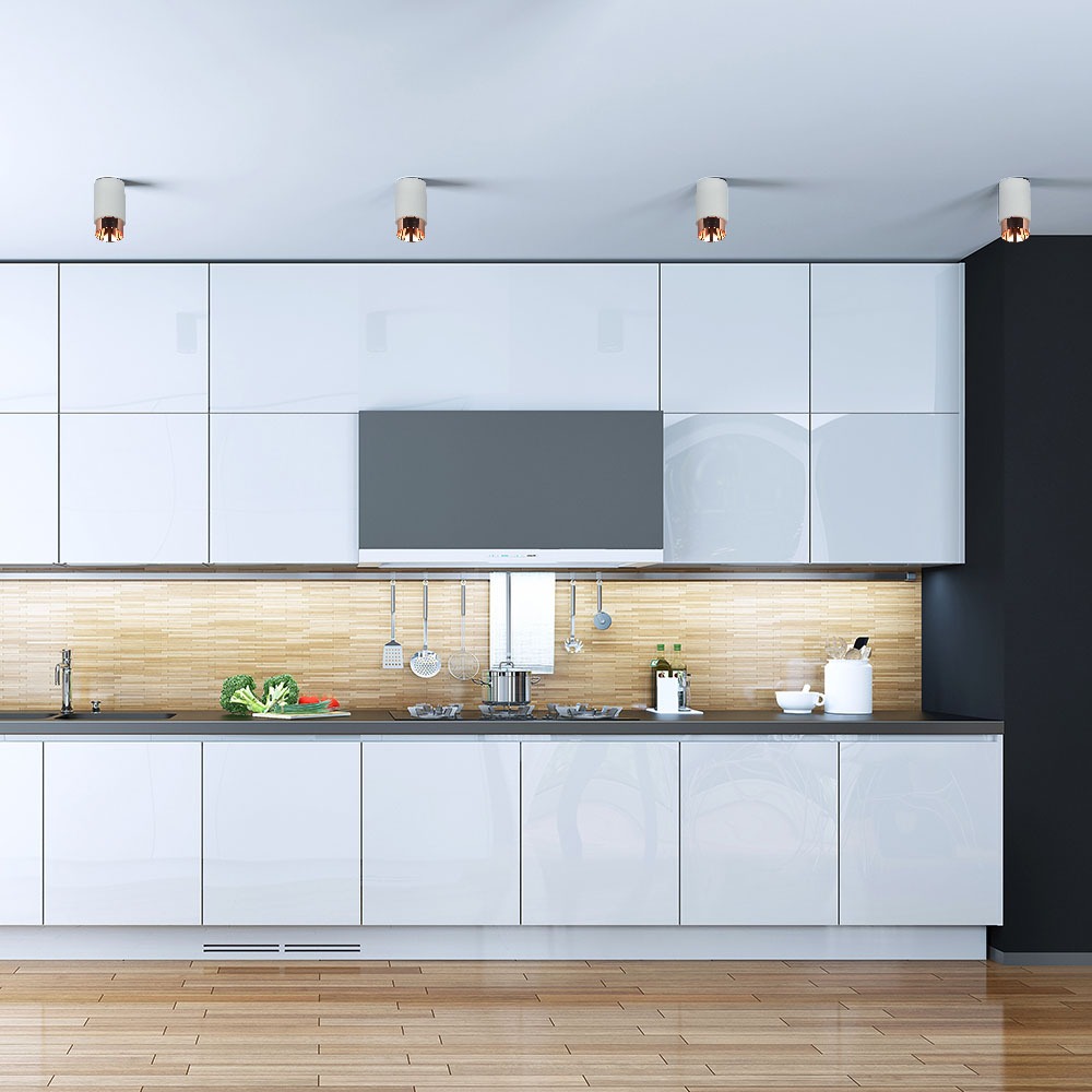 GU10 Fitting Gesso Metal Grey Concrete Matt Rose Gold Bottom