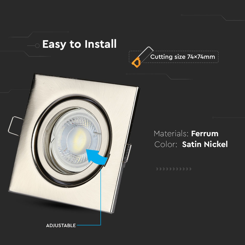 Adattatore per Faretti GU10Quadrato Regolabile Satin Nickel img 1