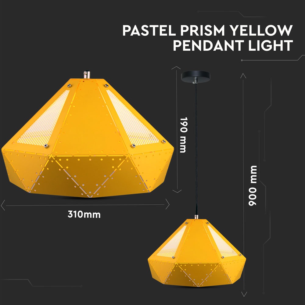 Pendente Light Pastel Prism Giallo 310 x 180 mm