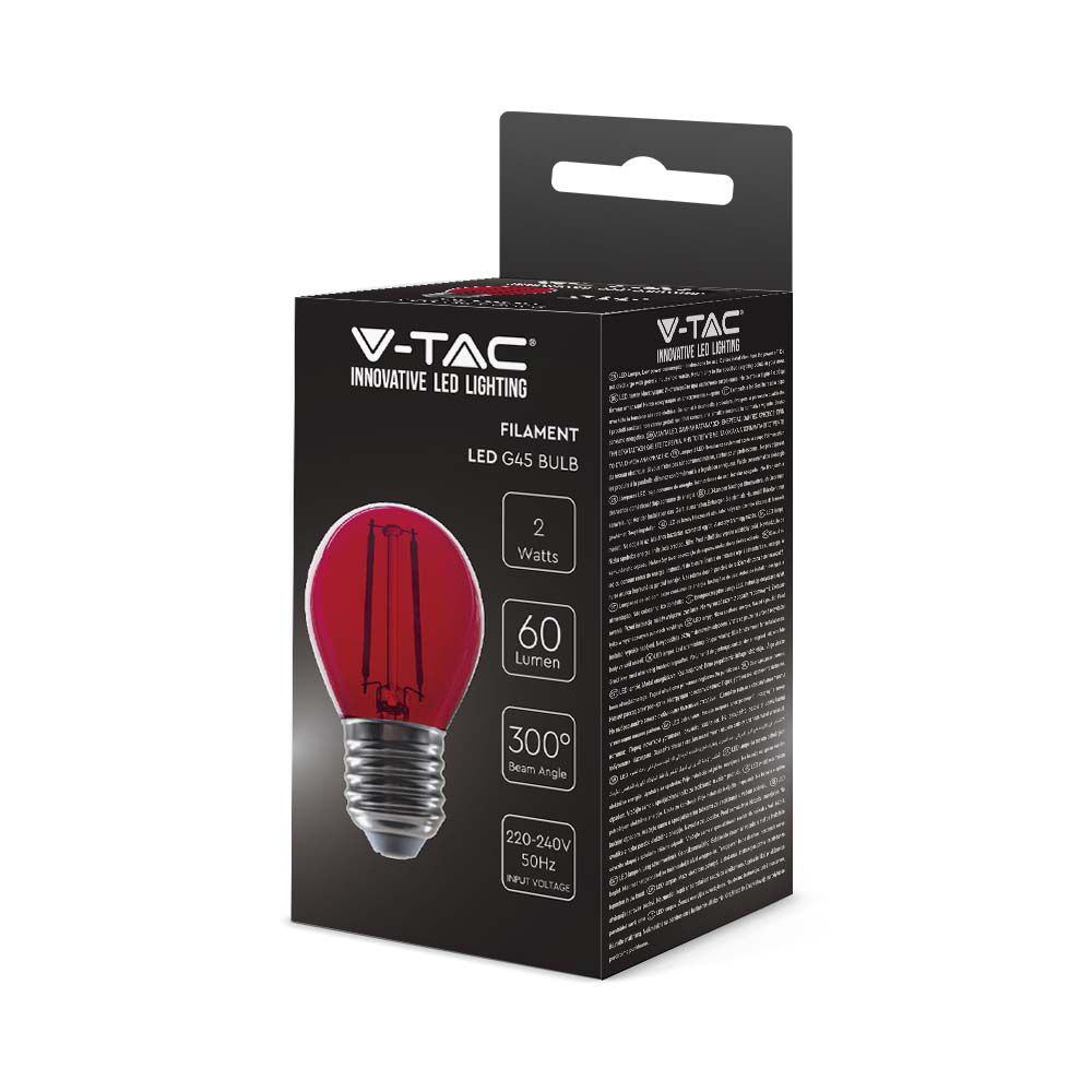 LED - 2W Filament E27 G45 Red