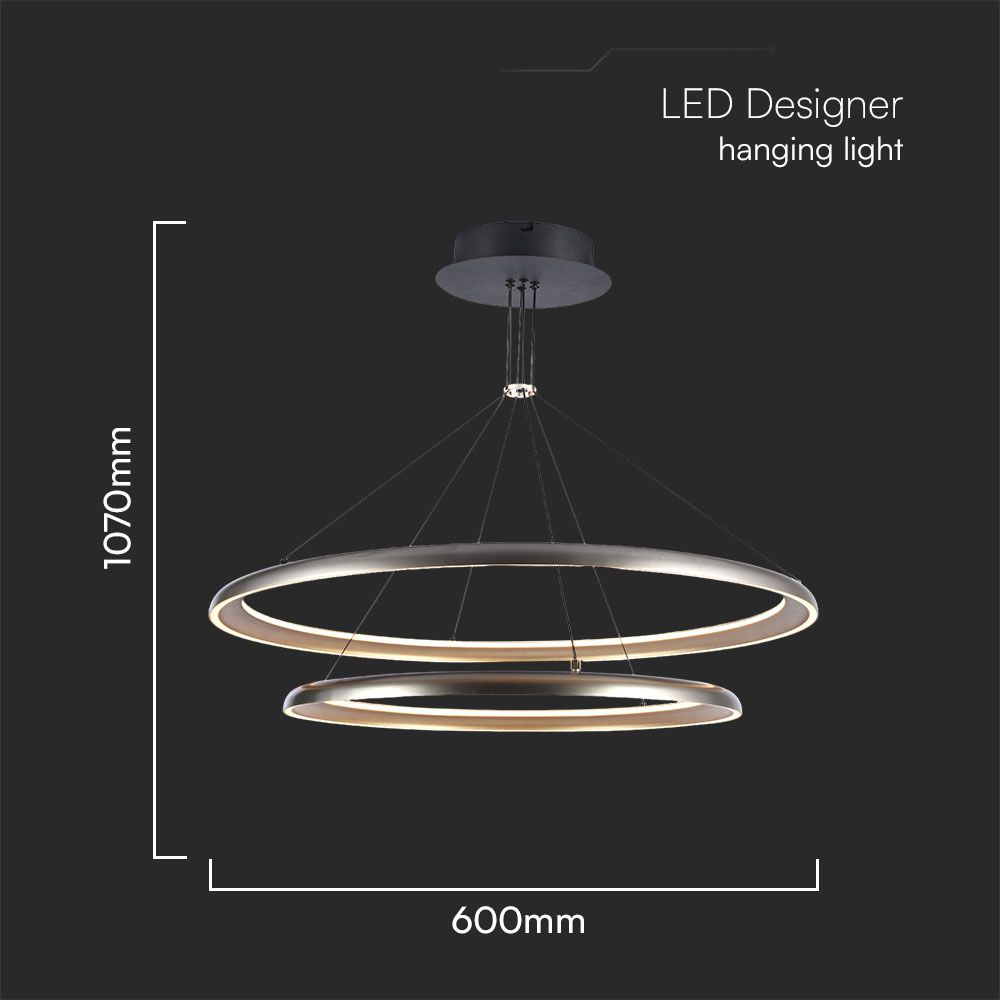 LED Designer Pendant Lampholder Champagne Gold + White Body D400+D600