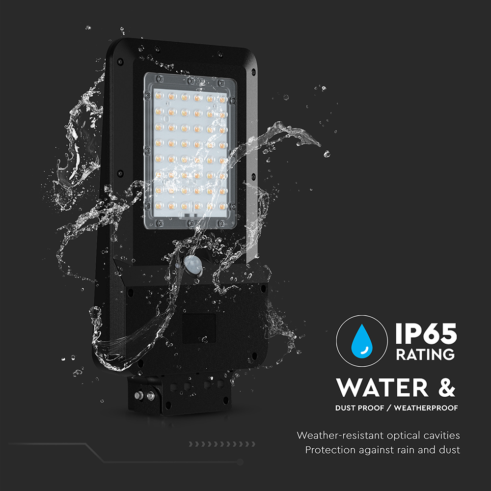 20W LED Solar Street Light 5400mAh CCT3IN1 Black Body img 3