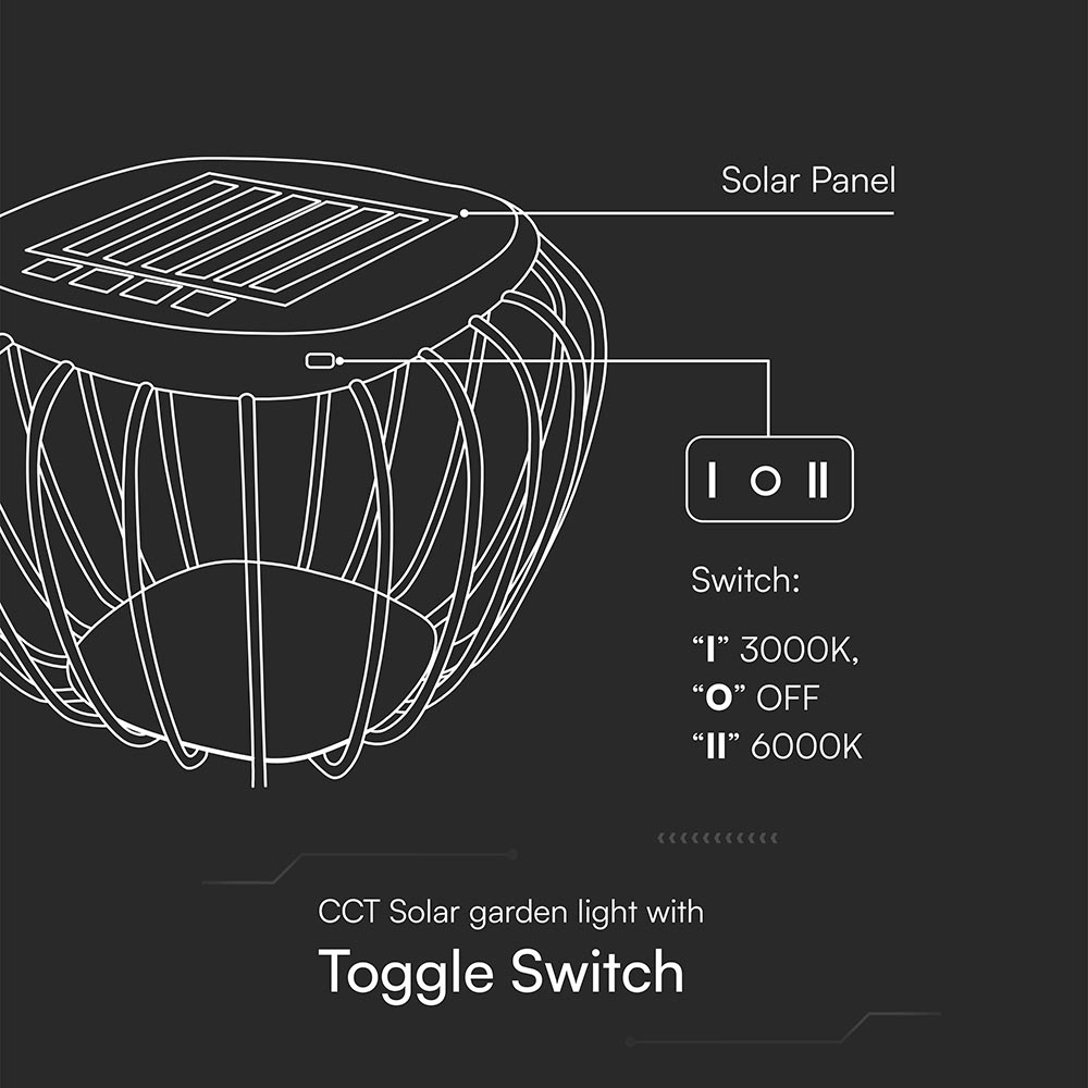 1W LED Designer Solar Light Grey Body 6000K+3000K img 3