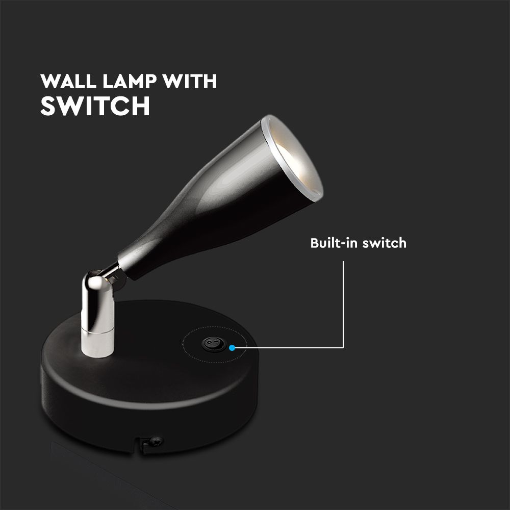 4.5W Led Wall Lamp 3000K Black With Switch img 2