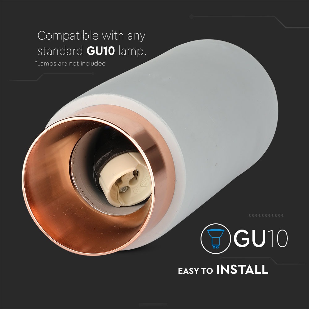GU10 Fitting Gesso Metal Grey Concrete Matt Rose Gold Bottom img 1
